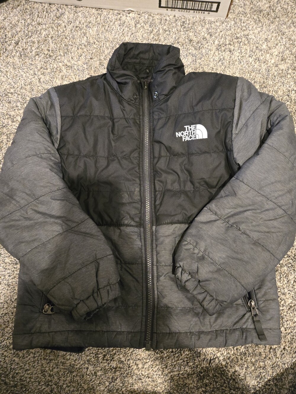 The North Face Mt Chimbo Reversible Puffer Fleece Coat Gray Black S(7/8)